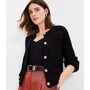 NWT LOFT  Stitchy Sweater Jacket Cardigan Chunky Open Weave Sz XL